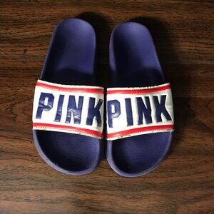 Victoria's Secret PINK red white and blue slides Women's Medium USED